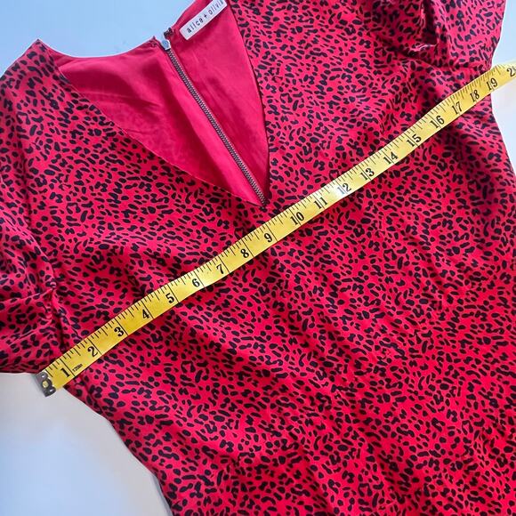 Alice + Olivia Polly Fit and Flare Dress Womens Large Red Black Leopard Print - Picture 6 of 7